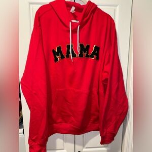 Red 'MAMA' Hoodie - Chenille Patch - 3XL